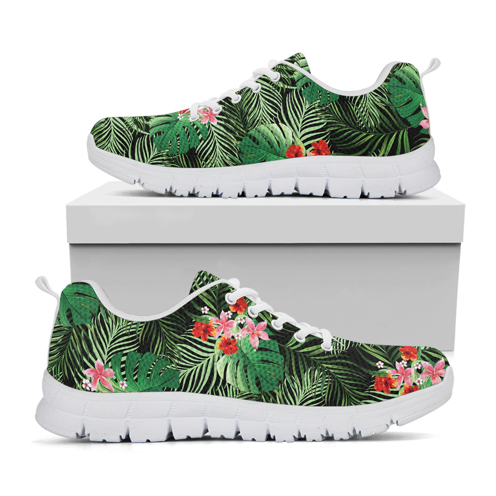 Palm Hawaiian Tropical Pattern Print White Sneakers
