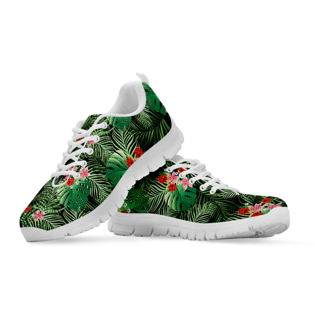 Palm Hawaiian Tropical Pattern Print White Sneakers