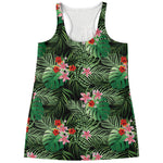 Palm Hawaiian Tropical Pattern Print Women's Racerback Tank Top