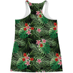 Palm Hawaiian Tropical Pattern Print Women's Racerback Tank Top
