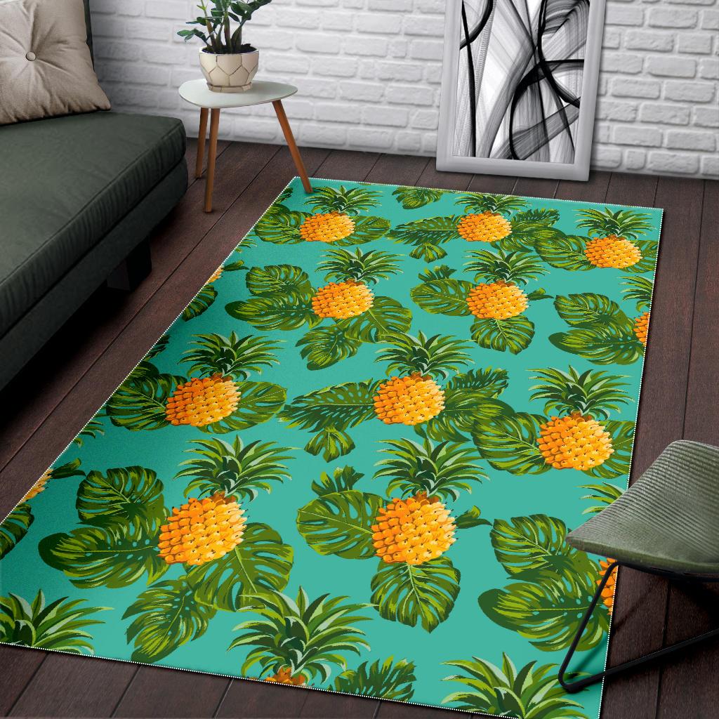 Palm Leaf Pineapple Pattern Print Area Rug GearFrost