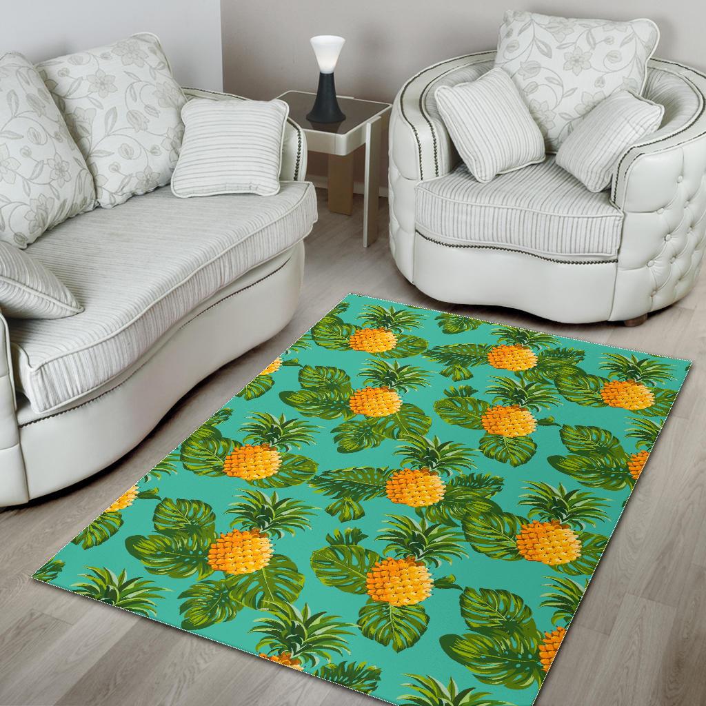 Palm Leaf Pineapple Pattern Print Area Rug GearFrost