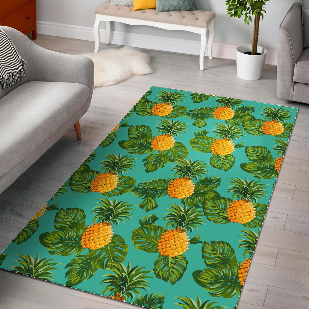 Palm Leaf Pineapple Pattern Print Area Rug GearFrost