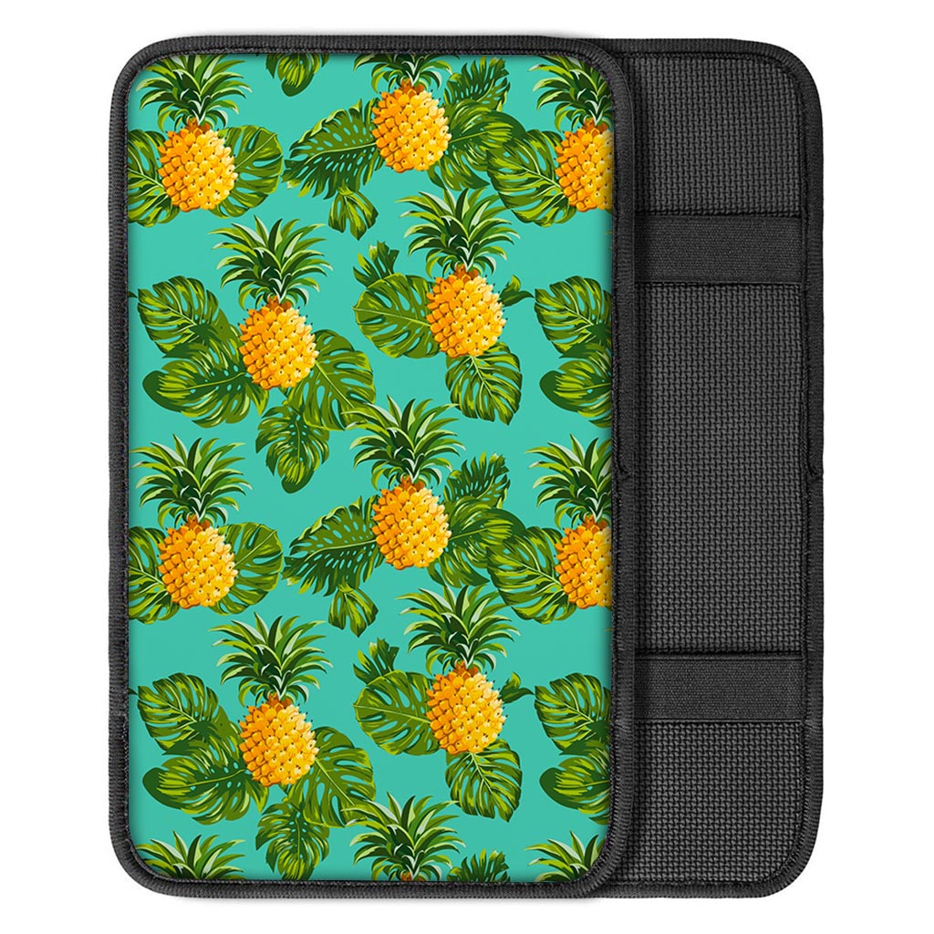 Palm Leaf Pineapple Pattern Print Car Center Console Cover