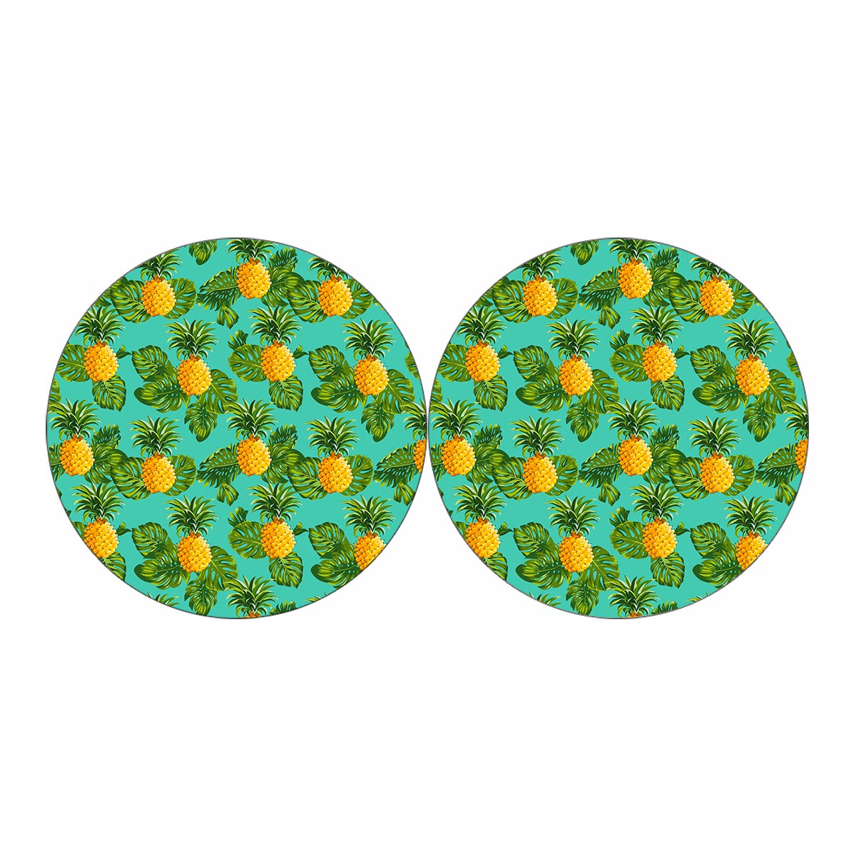 Palm Leaf Pineapple Pattern Print Car Coasters