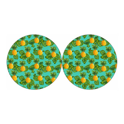 Palm Leaf Pineapple Pattern Print Car Coasters