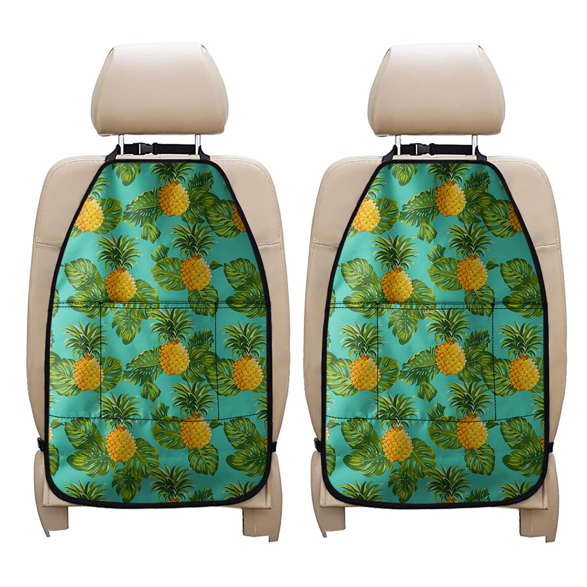 Palm Leaf Pineapple Pattern Print Car Seat Organizers