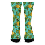 Palm Leaf Pineapple Pattern Print Crew Socks