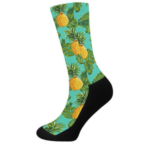 Palm Leaf Pineapple Pattern Print Crew Socks