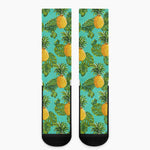 Palm Leaf Pineapple Pattern Print Crew Socks