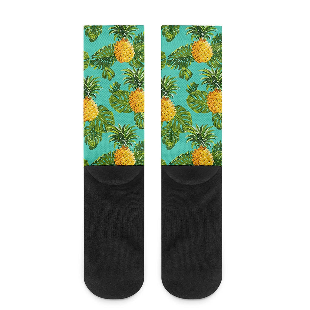 Palm Leaf Pineapple Pattern Print Crew Socks