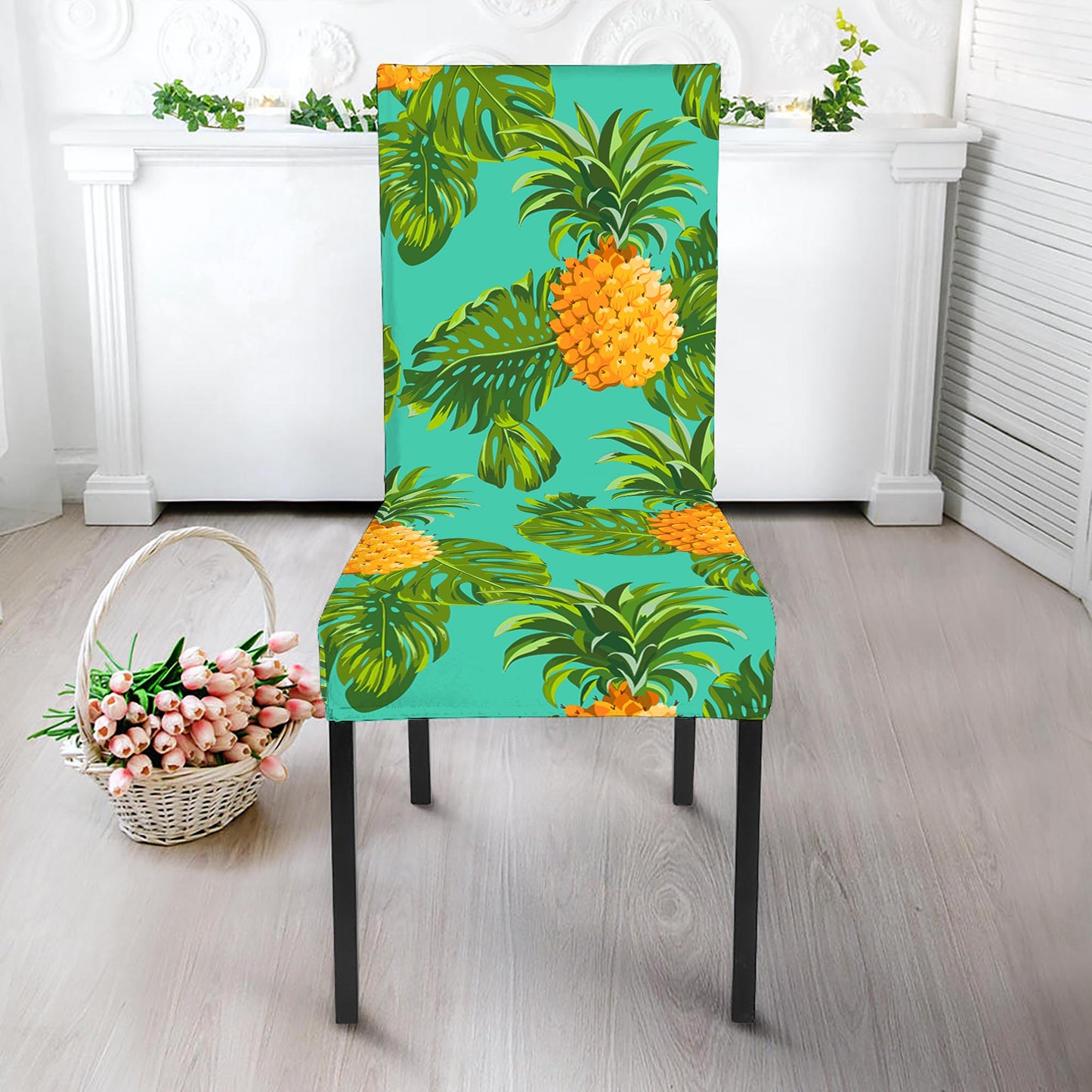 Palm Leaf Pineapple Pattern Print Dining Chair Slipcover