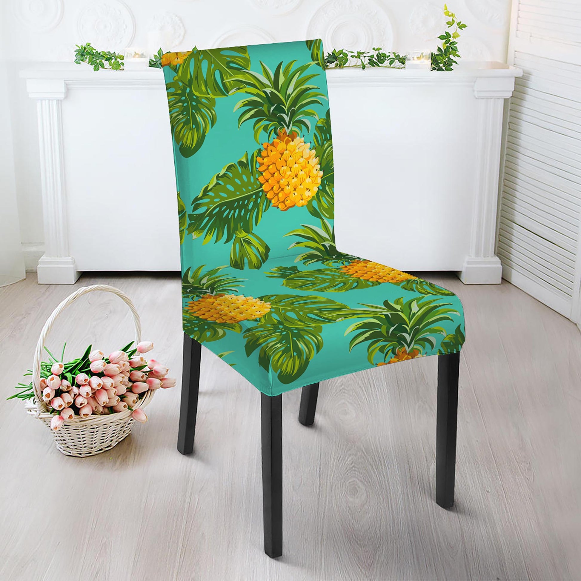 Palm Leaf Pineapple Pattern Print Dining Chair Slipcover