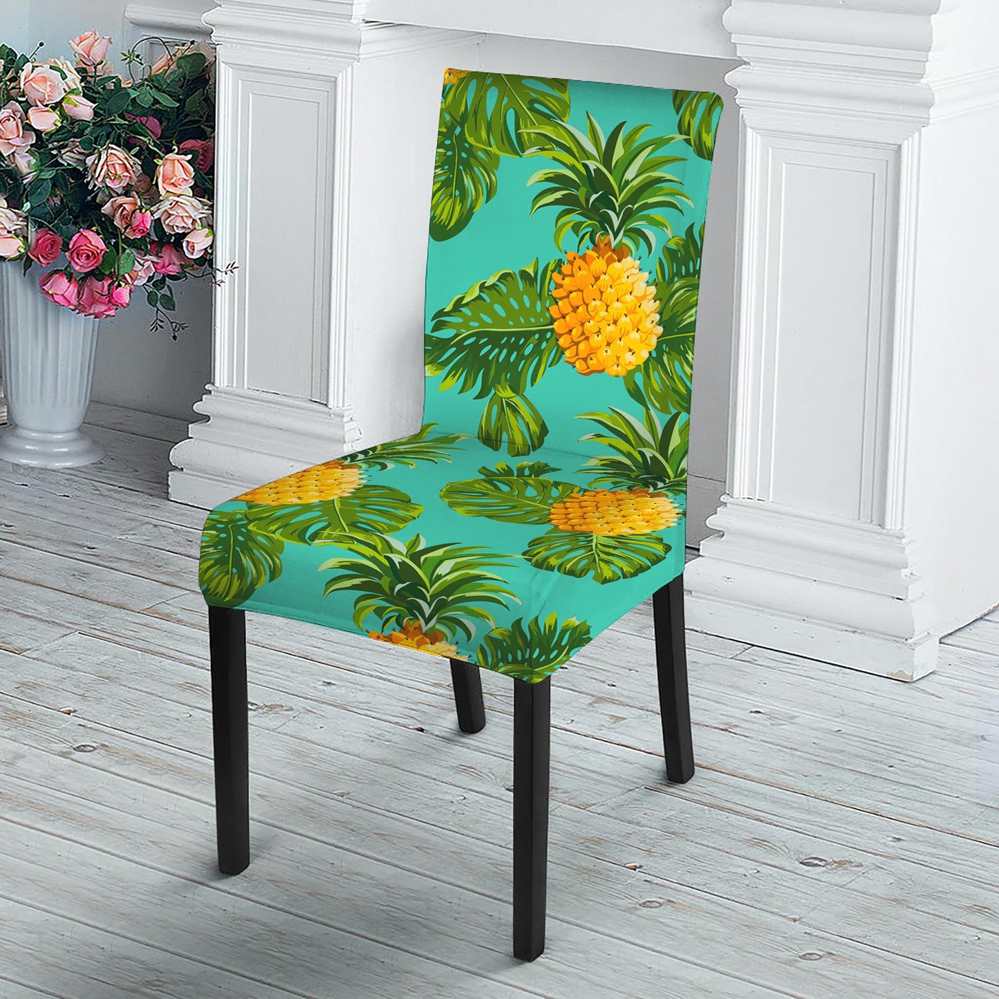 Palm Leaf Pineapple Pattern Print Dining Chair Slipcover