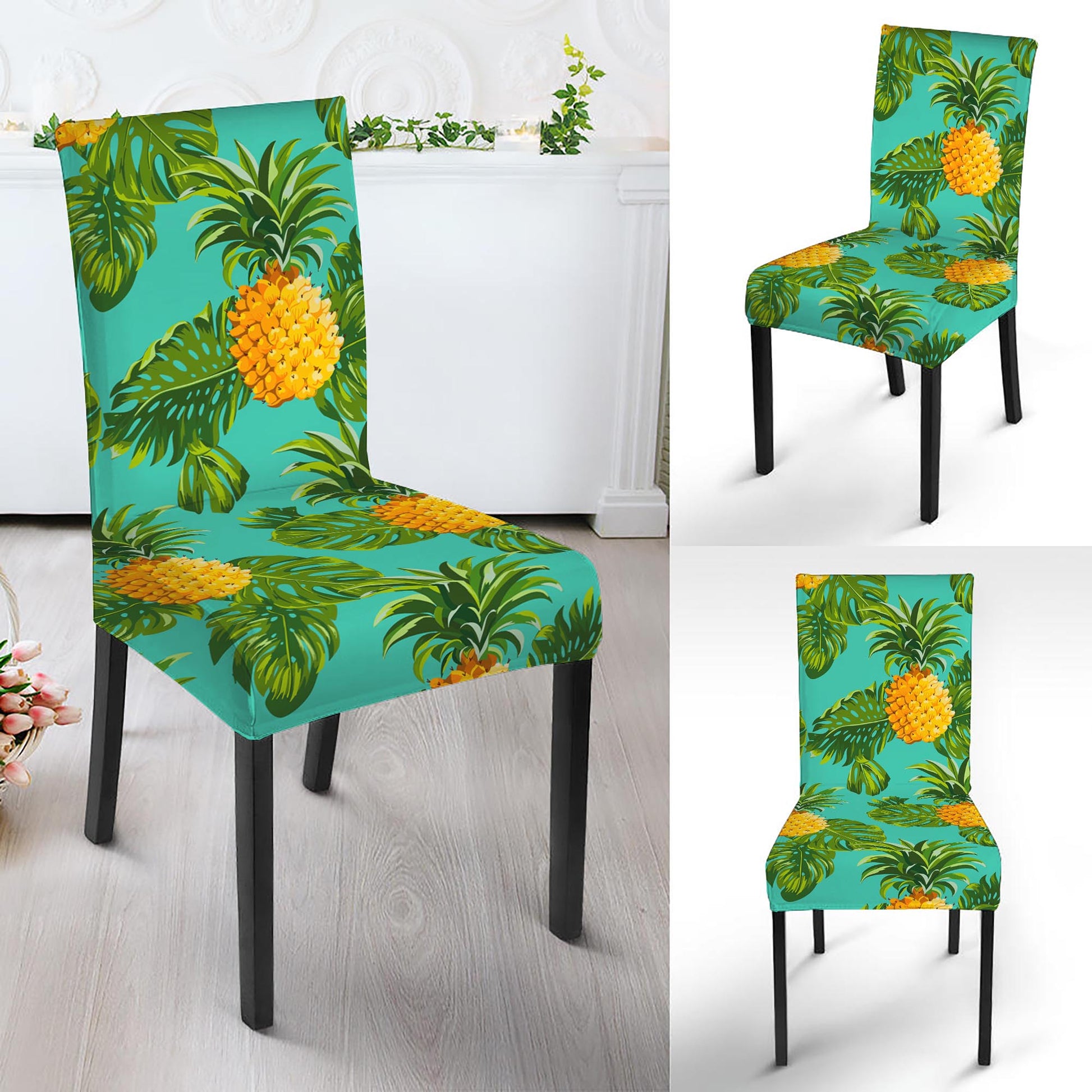 Palm Leaf Pineapple Pattern Print Dining Chair Slipcover
