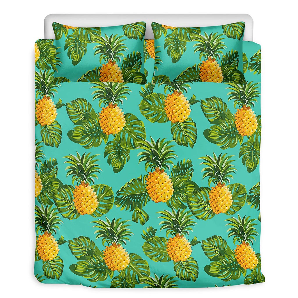 Palm Leaf Pineapple Pattern Print Duvet Cover Bedding Set