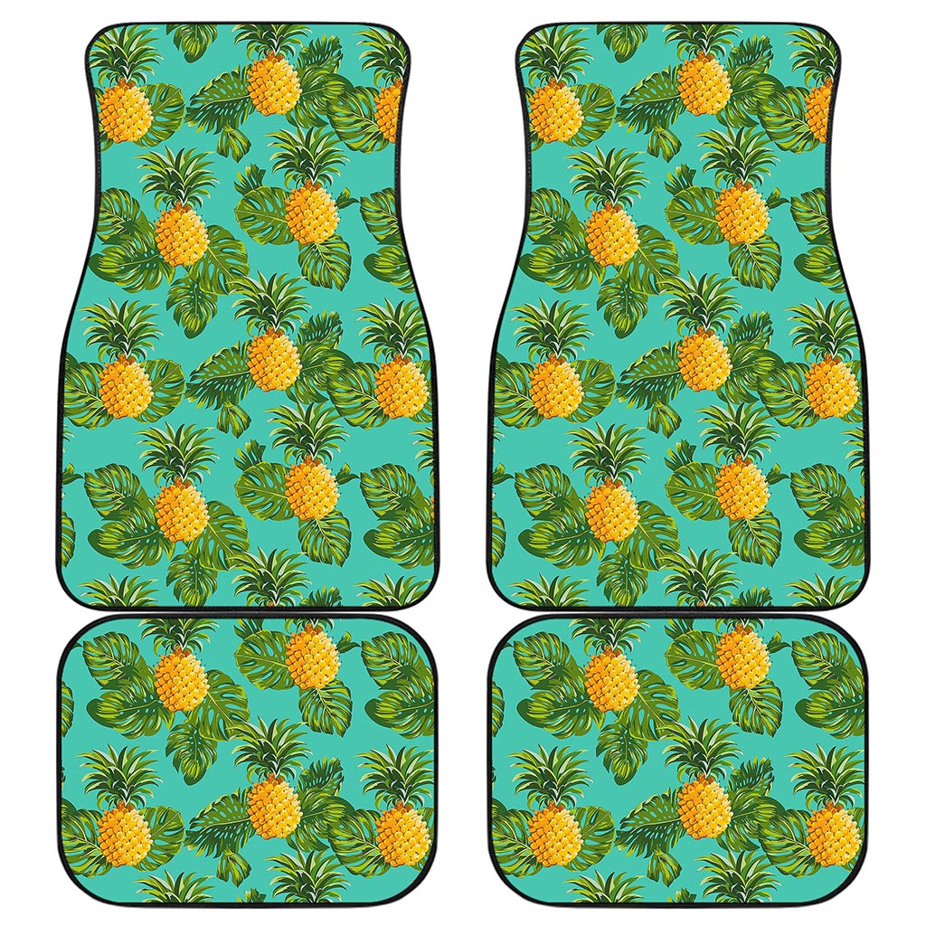 Palm Leaf Pineapple Pattern Print Front and Back Car Floor Mats