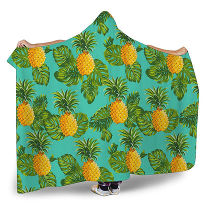 Palm Leaf Pineapple Pattern Print Hooded Blanket