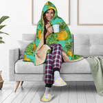 Palm Leaf Pineapple Pattern Print Hooded Blanket