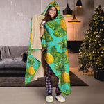 Palm Leaf Pineapple Pattern Print Hooded Blanket