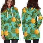 Palm Leaf Pineapple Pattern Print Hoodie Dress GearFrost