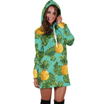 Palm Leaf Pineapple Pattern Print Hoodie Dress GearFrost