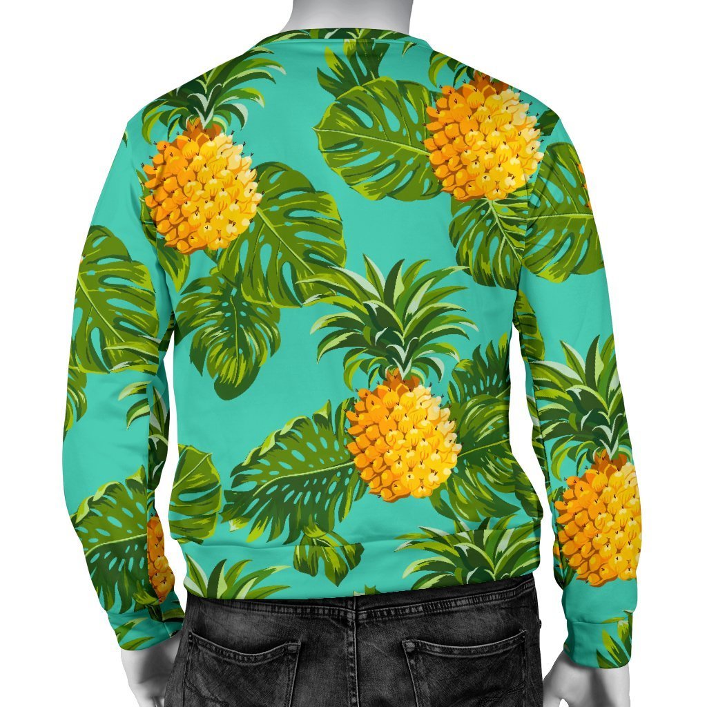 Palm Leaf Pineapple Pattern Print Men's Crewneck Sweatshirt GearFrost