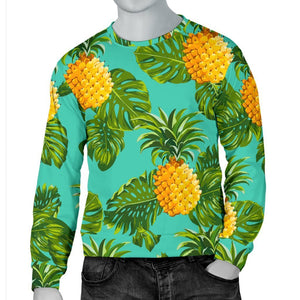 Palm Leaf Pineapple Pattern Print Men's Crewneck Sweatshirt GearFrost