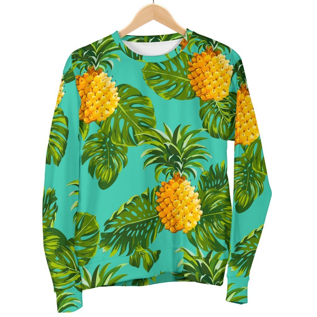 Palm Leaf Pineapple Pattern Print Men's Crewneck Sweatshirt GearFrost
