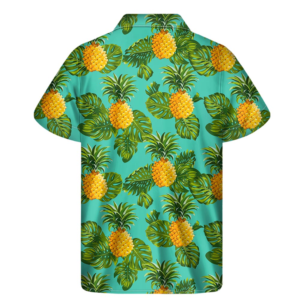 Palm Leaf Pineapple Pattern Print Men's Short Sleeve Shirt