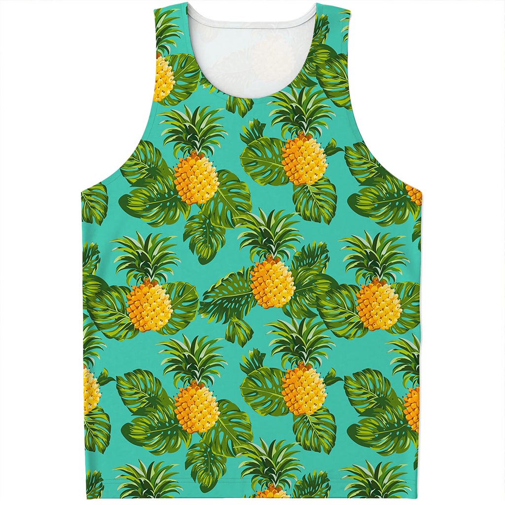 Palm Leaf Pineapple Pattern Print Men's Tank Top