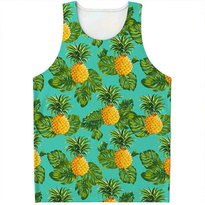 Palm Leaf Pineapple Pattern Print Men's Tank Top