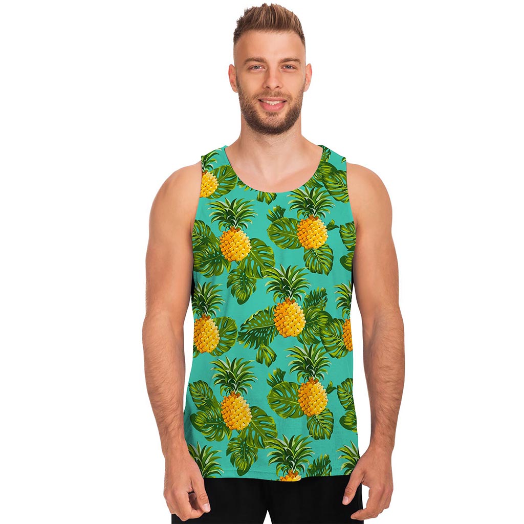 Palm Leaf Pineapple Pattern Print Men's Tank Top