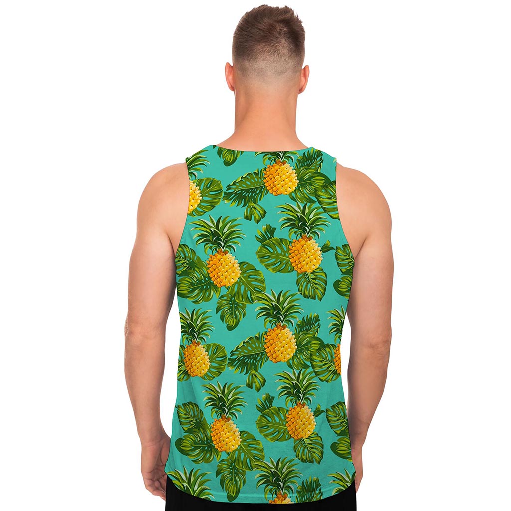 Palm Leaf Pineapple Pattern Print Men's Tank Top