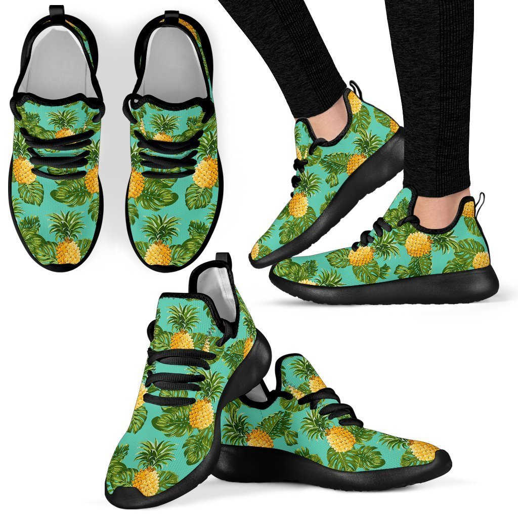 Palm Leaf Pineapple Pattern Print Mesh Knit Shoes GearFrost