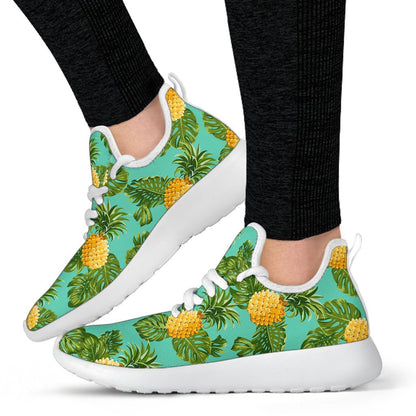 Palm Leaf Pineapple Pattern Print Mesh Knit Shoes GearFrost