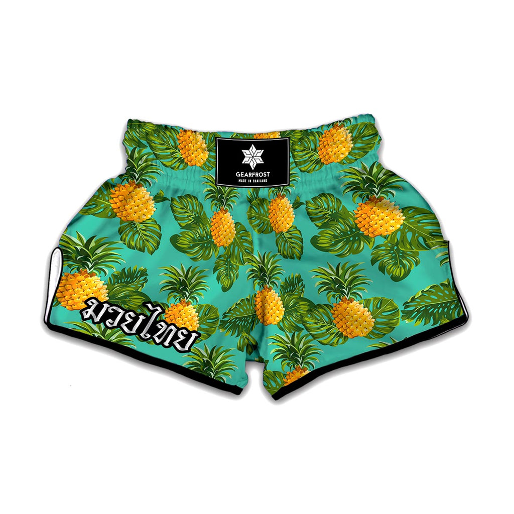 Palm Leaf Pineapple Pattern Print Muay Thai Boxing Shorts