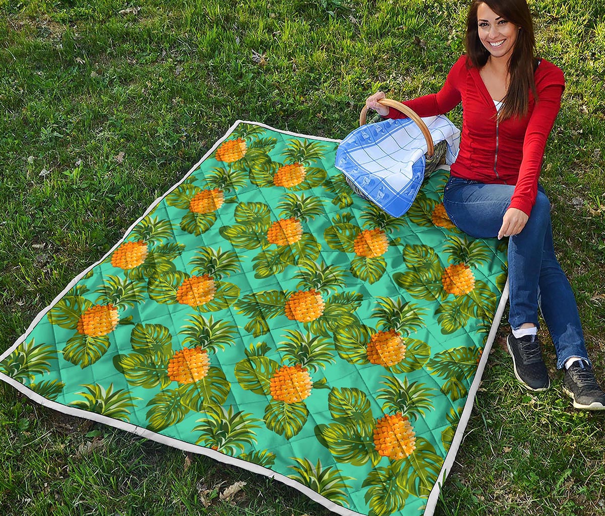 Palm Leaf Pineapple Pattern Print Quilt