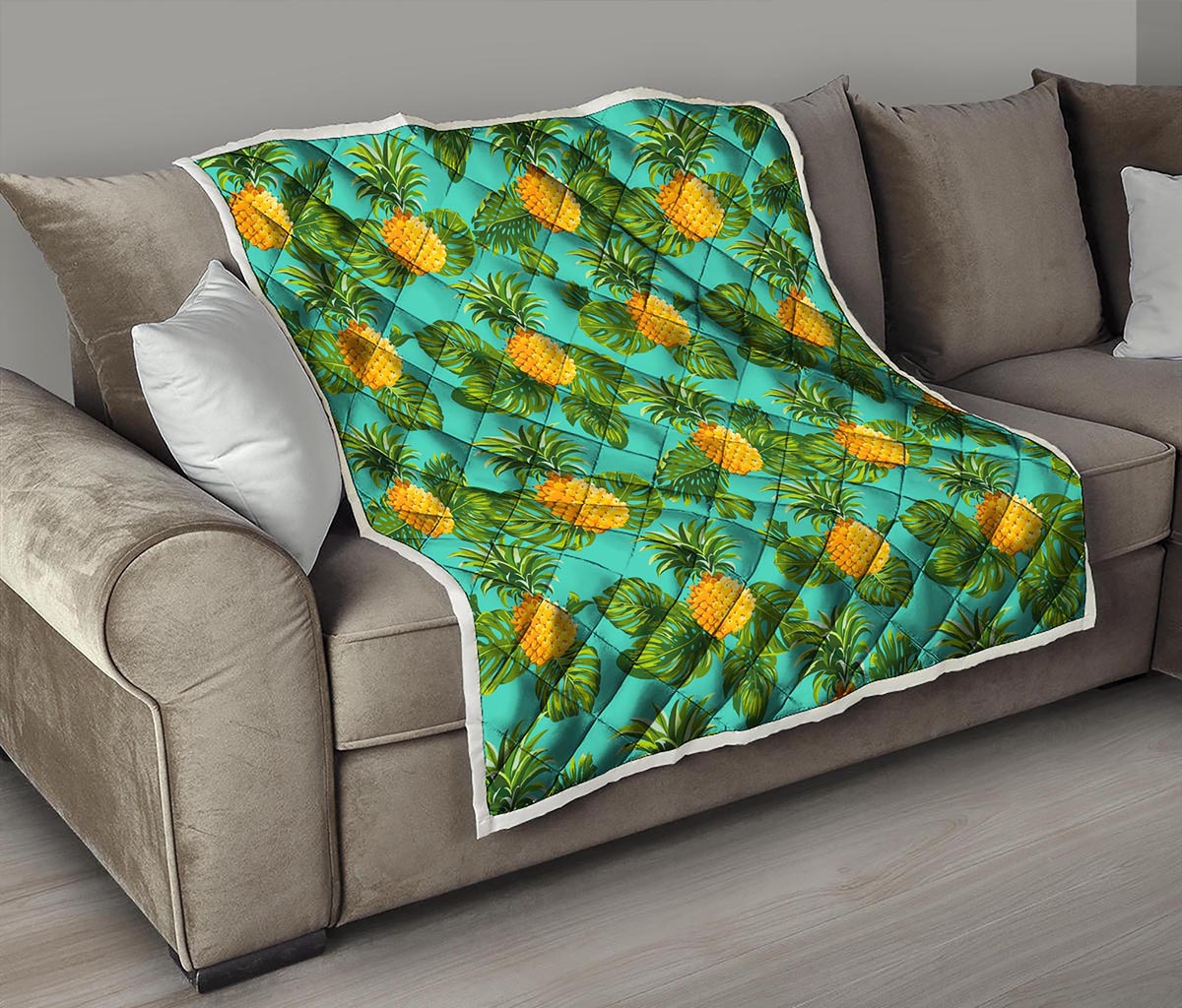 Palm Leaf Pineapple Pattern Print Quilt