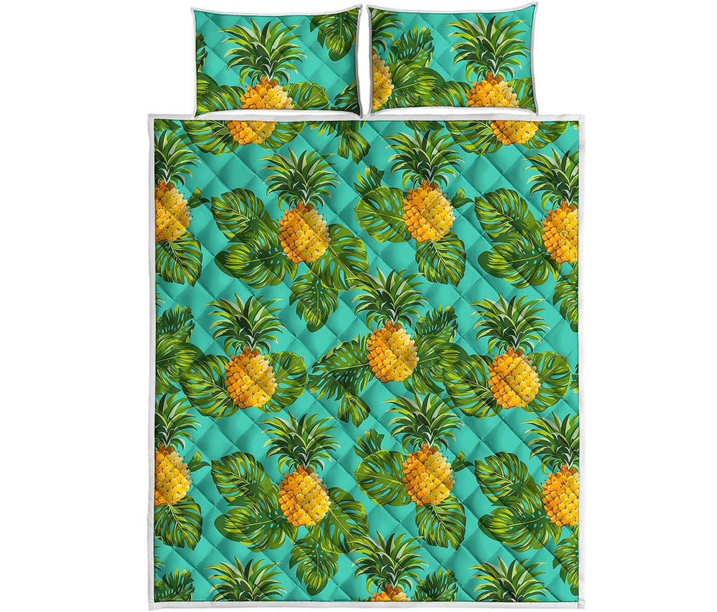 Palm Leaf Pineapple Pattern Print Quilt Bed Set