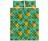 Palm Leaf Pineapple Pattern Print Quilt Bed Set