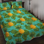 Palm Leaf Pineapple Pattern Print Quilt Bed Set