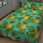 Palm Leaf Pineapple Pattern Print Quilt Bed Set