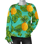 Palm Leaf Pineapple Pattern Print Women's Crewneck Sweatshirt GearFrost