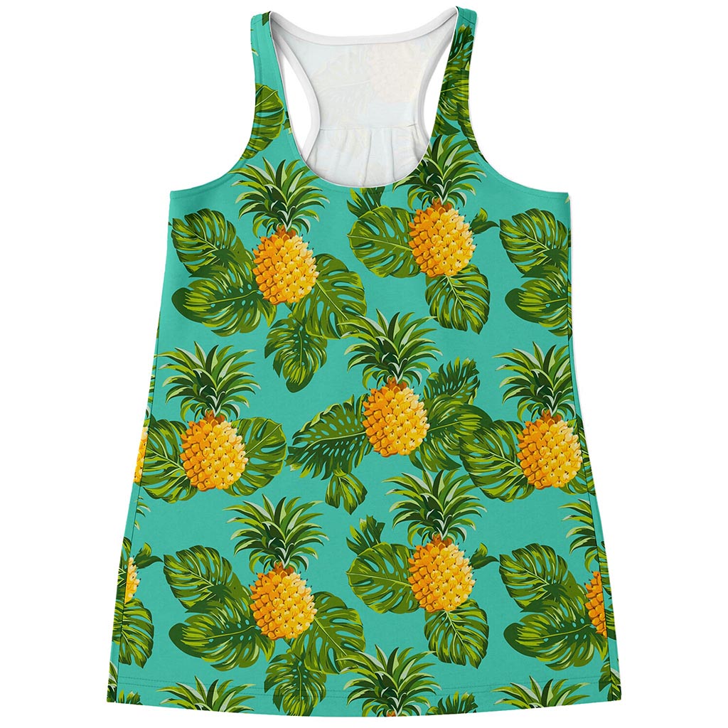 Palm Leaf Pineapple Pattern Print Women's Racerback Tank Top