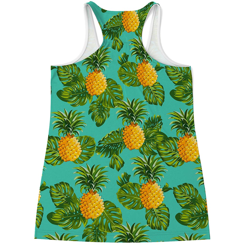 Palm Leaf Pineapple Pattern Print Women's Racerback Tank Top