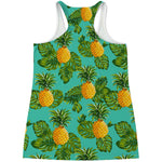 Palm Leaf Pineapple Pattern Print Women's Racerback Tank Top