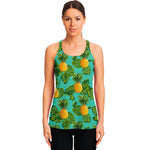 Palm Leaf Pineapple Pattern Print Women's Racerback Tank Top