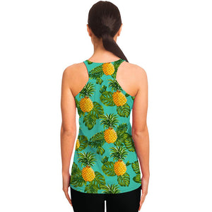 Palm Leaf Pineapple Pattern Print Women's Racerback Tank Top