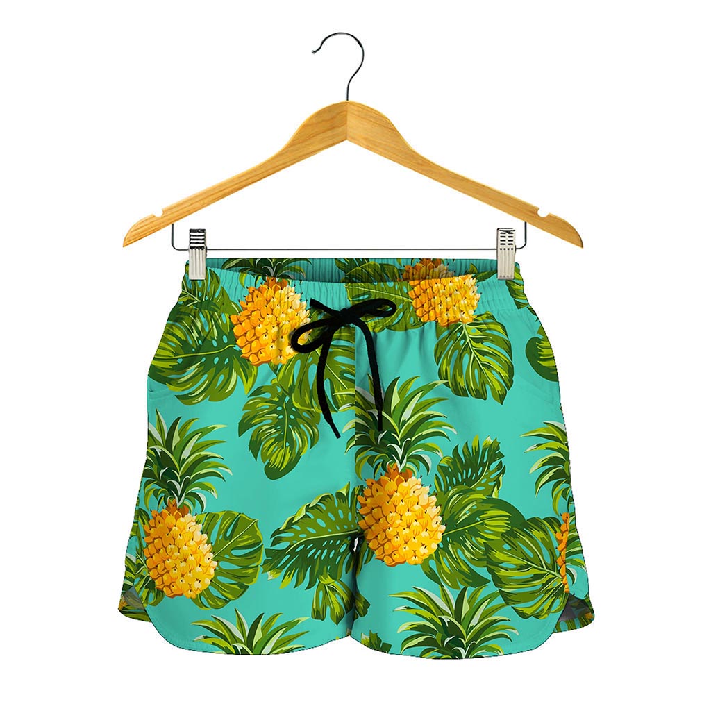 Palm Leaf Pineapple Pattern Print Women's Shorts